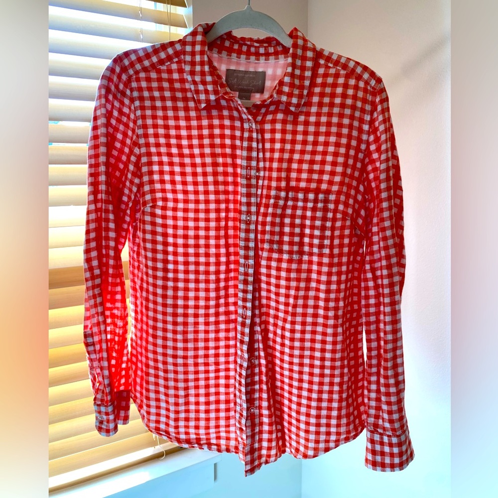 Orange gingham shirt
